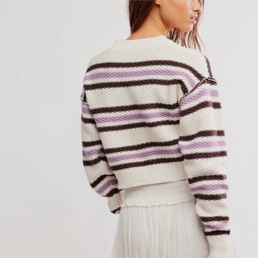 NWT Free‎ People | FP Lila Stripe Cardi / Ivory Combo Sz Small